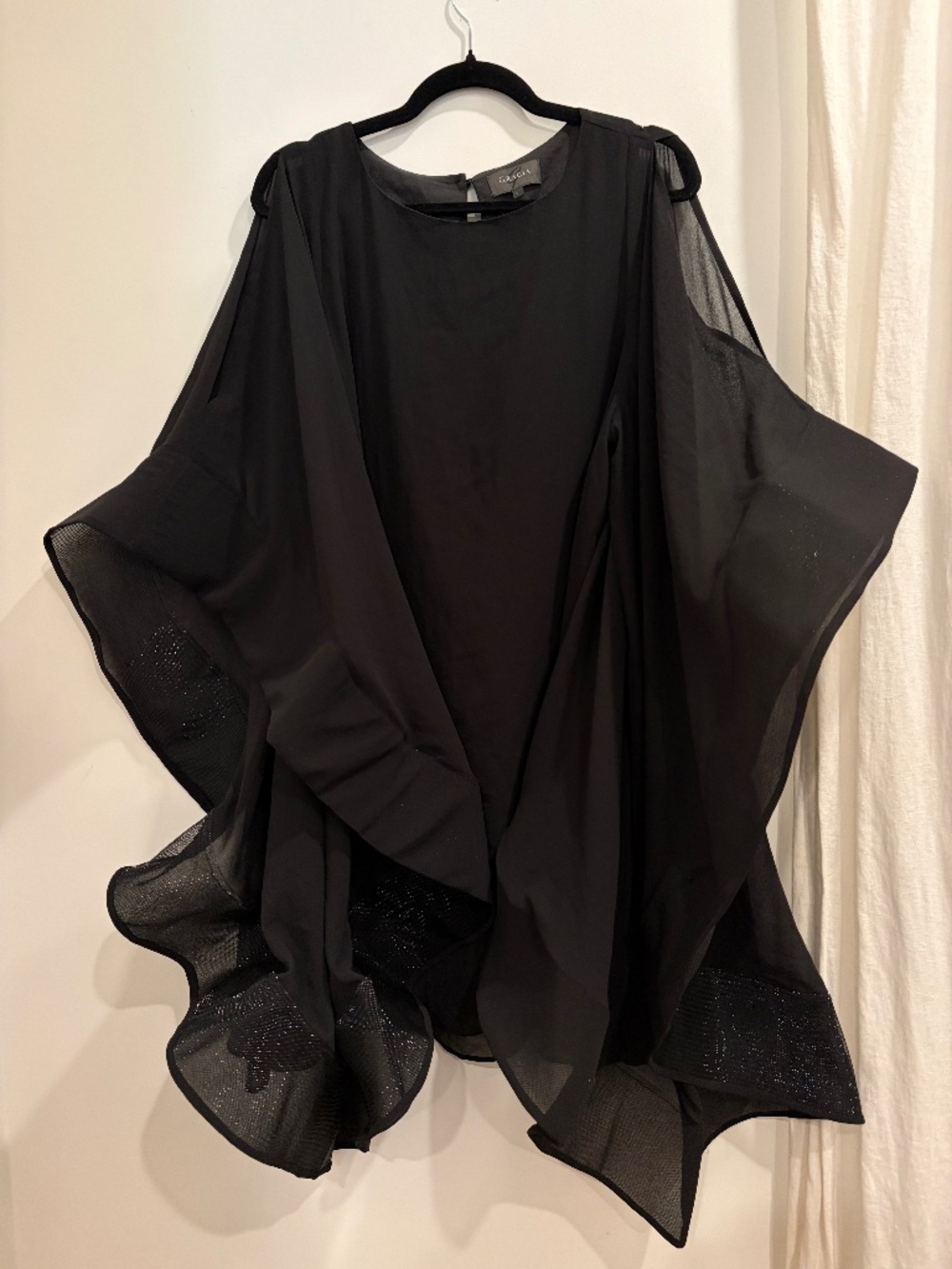 Gracia Black Draped Chiffon Dress (Size L)